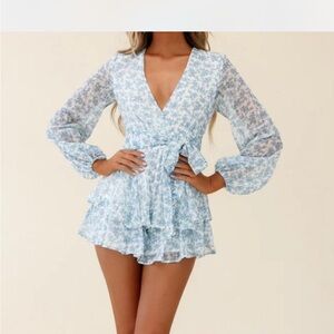 Selfie Leslie Blue and White Floral Dress